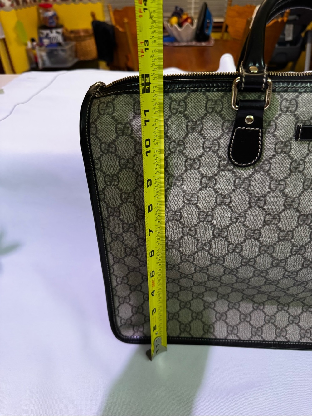 Vtg Authentic Gucci GG Supreme GG Monogram Top Handle Canvas Tote Bag Pre-owned - Picture 11 of 11